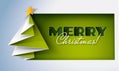 Creative Christmas tree fold from green paper. Merry Christmas card. Royalty Free Stock Photo