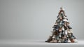 Creative christmas tree made from multicolored sneakers Royalty Free Stock Photo