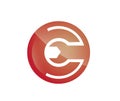 Creative Circle Letter C and Wrench Logo Vector. Royalty Free Stock Photo
