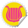 A creative circular peeling sticker cartoon golden harp