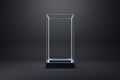 Creative clean glass showcase on black background. Products presentation and purchase concept. Mock up, 3D Rendering