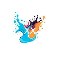 Creative clothing workshop filled colorful initial logo idea