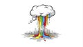 Creative Cloud Bursting with Rainbow Colors and Thought Bubble Royalty Free Stock Photo