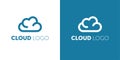 Creative Cloud Logo Design. Creative Vector icon of a blue cloud with arrows. Royalty Free Stock Photo