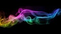 Creative clouds on black background. Colorful magenta, purple, green smoke on black backdrop. Creative abstract fume