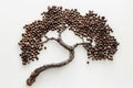 Creative coffee bean tree on a white background