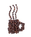 Creative coffee cup, coffee beans Royalty Free Stock Photo