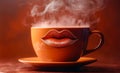 Creative coffee cup with lips design Royalty Free Stock Photo