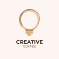 Creative coffee logo idea with coffee cup stain and light bulb concept