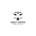 Creative Coffee and Wolf Logo Design Vector Illustration