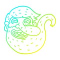A creative cold gradient line drawing bearded cartoon man