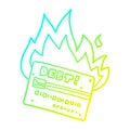 A creative cold gradient line drawing burning credit card cartoon