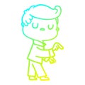 A creative cold gradient line drawing cartoon aloof man pointing finger