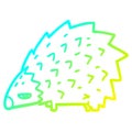 A creative cold gradient line drawing cartoon angry hedgehog