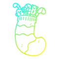 A creative cold gradient line drawing cartoon christmas stocking full of toys