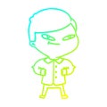 A creative cold gradient line drawing cartoon confident man