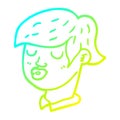 A creative cold gradient line drawing cartoon content face