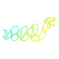 A creative cold gradient line drawing cartoon crawling snake