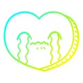 A creative cold gradient line drawing cartoon crying love heart