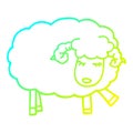 A creative cold gradient line drawing cartoon cute sheep Royalty Free Stock Photo