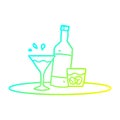 A creative cold gradient line drawing cartoon drinks on tray