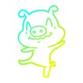 A creative cold gradient line drawing cartoon drunk pig Royalty Free Stock Photo