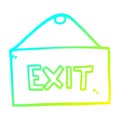 A creative cold gradient line drawing cartoon exit sign