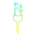 A creative cold gradient line drawing cartoon flaming chalice Royalty Free Stock Photo