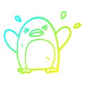 A creative cold gradient line drawing cartoon flapping penguin