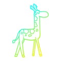 A creative cold gradient line drawing cartoon funny giraffe