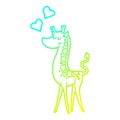 A creative cold gradient line drawing cartoon giraffe with love heart