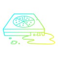 A creative cold gradient line drawing cartoon greasy pizza