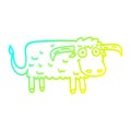 A creative cold gradient line drawing cartoon hairy cow