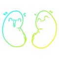 A creative cold gradient line drawing cartoon happy kidneys