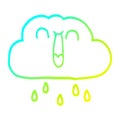 A creative cold gradient line drawing cartoon happy rain cloud