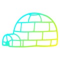 A creative cold gradient line drawing cartoon igloo