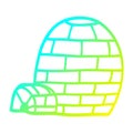 A creative cold gradient line drawing cartoon igloo