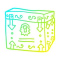 A creative cold gradient line drawing cartoon magical chest
