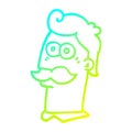 A creative cold gradient line drawing cartoon man with moustache