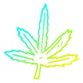 A creative cold gradient line drawing cartoon marijuana leaf Royalty Free Stock Photo