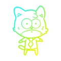 A creative cold gradient line drawing cartoon nervous business cat