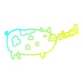 A creative cold gradient line drawing cartoon oinking pig