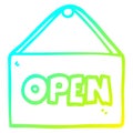 A creative cold gradient line drawing cartoon open sign Royalty Free Stock Photo