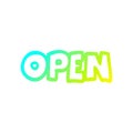A creative cold gradient line drawing cartoon open sign Royalty Free Stock Photo