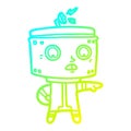 A creative cold gradient line drawing cartoon robot accusing