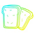 A creative cold gradient line drawing cartoon slices of bread