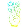 A creative cold gradient line drawing cartoon spooky magic hand