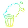 A creative cold gradient line drawing cartoon stinky garbage can