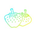 A creative cold gradient line drawing cartoon strawberry