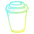 A creative cold gradient line drawing cartoon takeout coffee cup